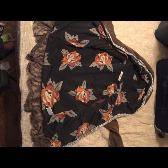 Floral military zip up hoodie with lace trim - Picture 2 of 7